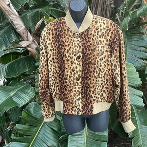 Silk club, pure silk leopard, print bomber jacket